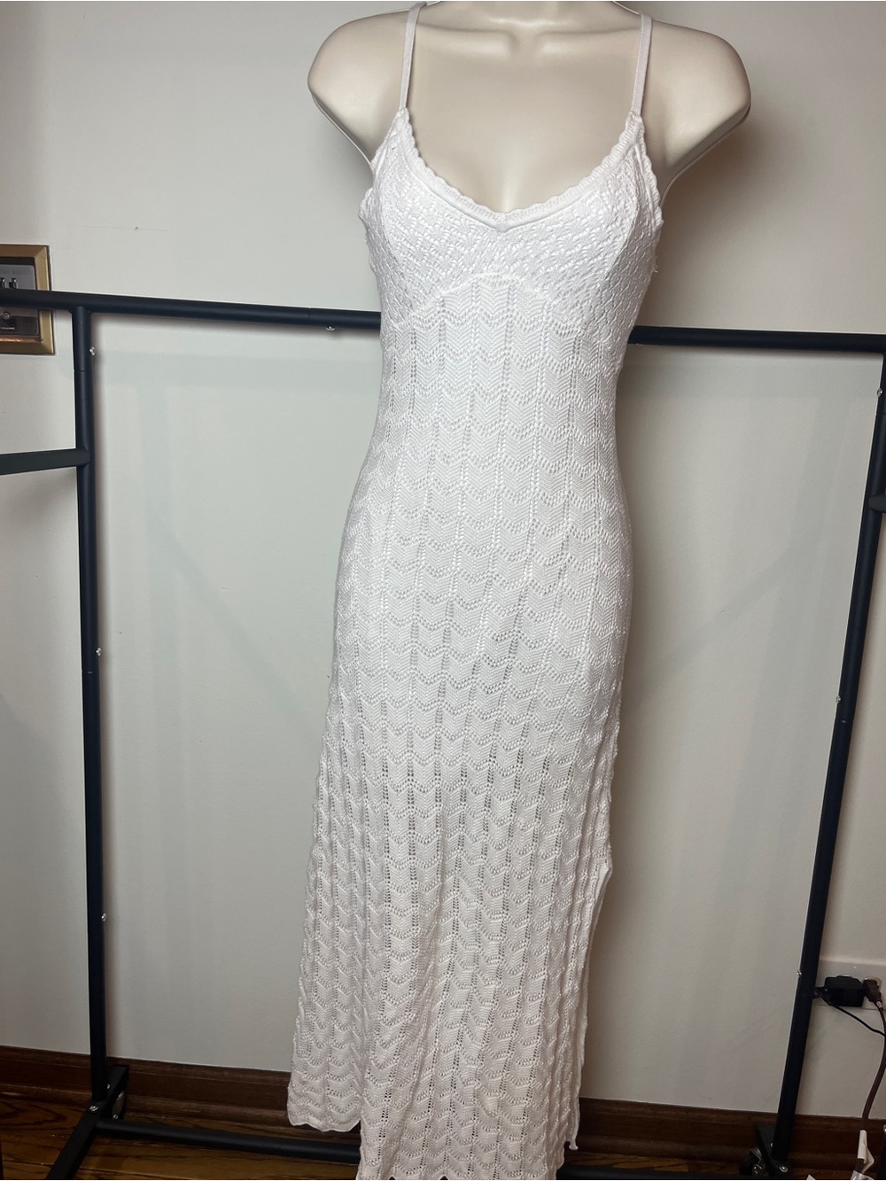 Hollister White Lace Slip Maxi Dress with Spaghetti Straps Preppy Beach Resort